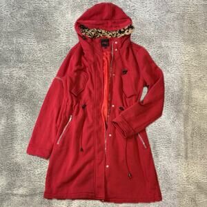 Red Yoki Cheetah Fur Hood Coat